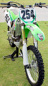 
 2008 Kawasaki KXF 450 SR 
 In Race Trim - Front View 
